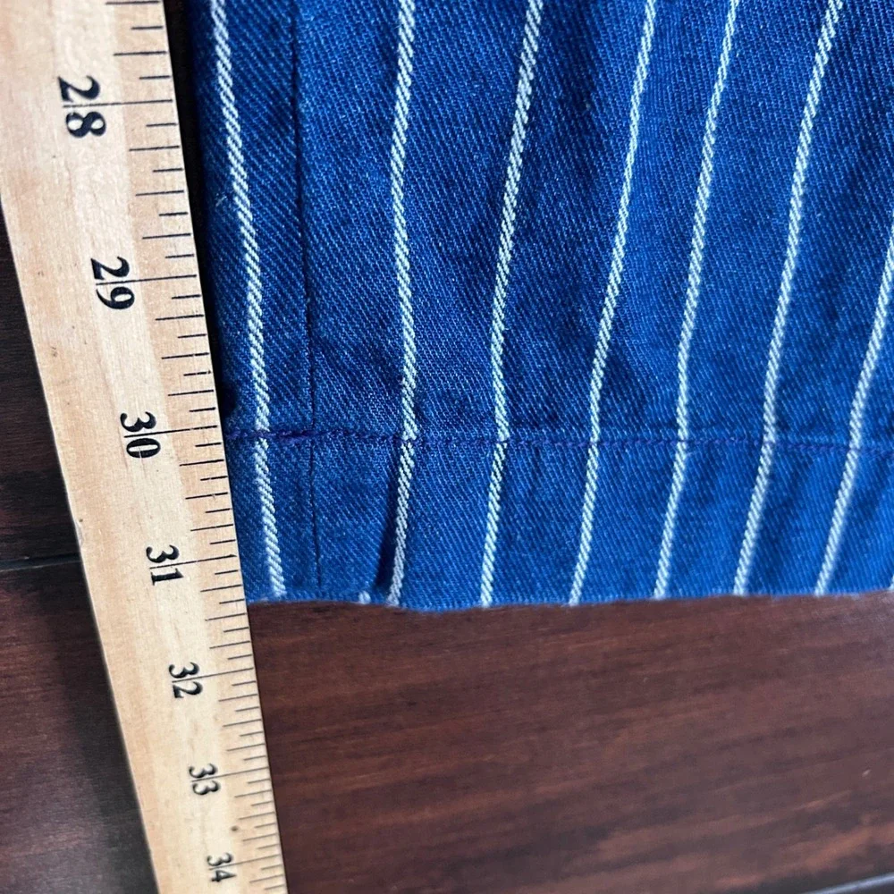 $298 Polo Ralph Lauren Evan Pinstripe Wide Leg Linen Blend Pants Navy size 10
